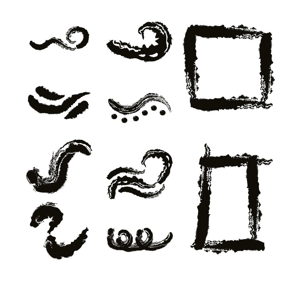 ten paint brushes vector