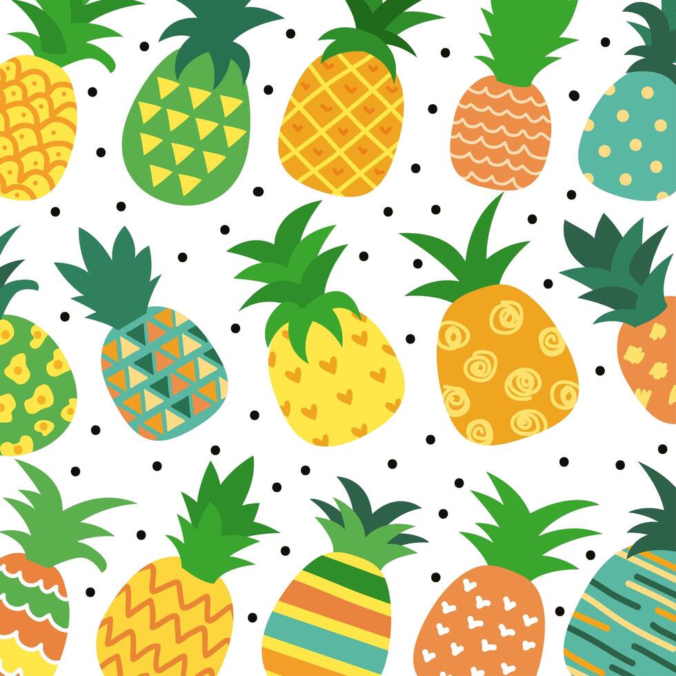 pineapples pattern background vector
