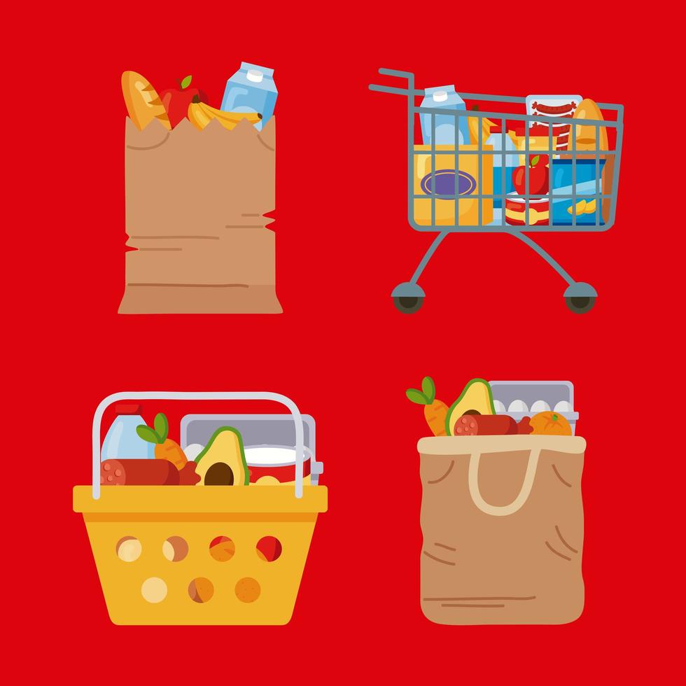 shopping groceries market vector