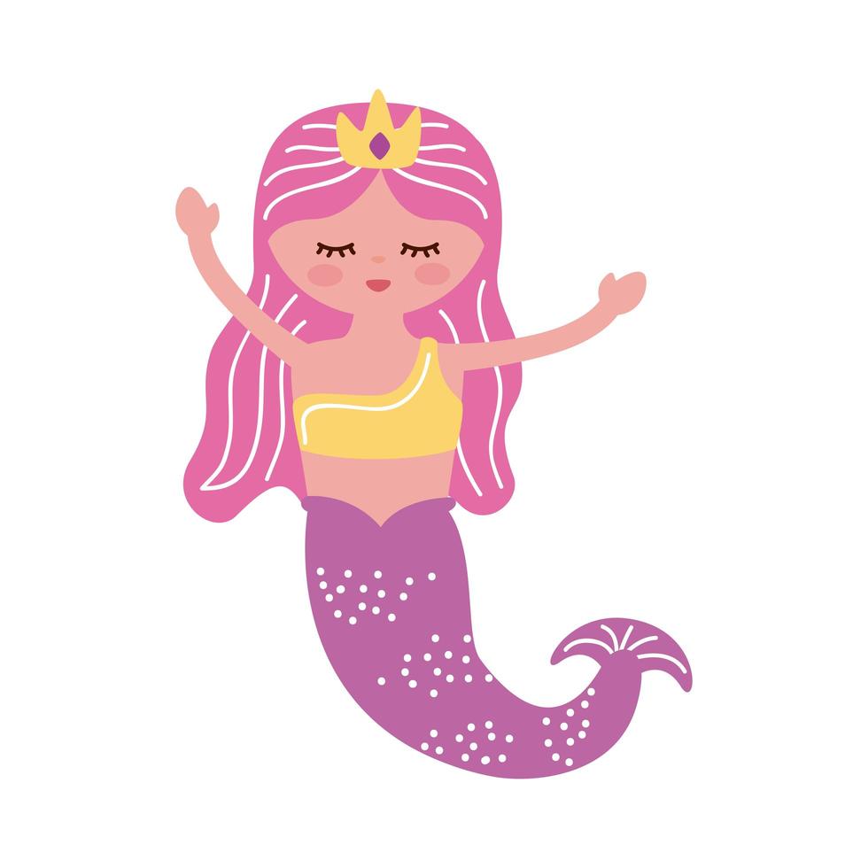 cute mermaid pink hair vector
