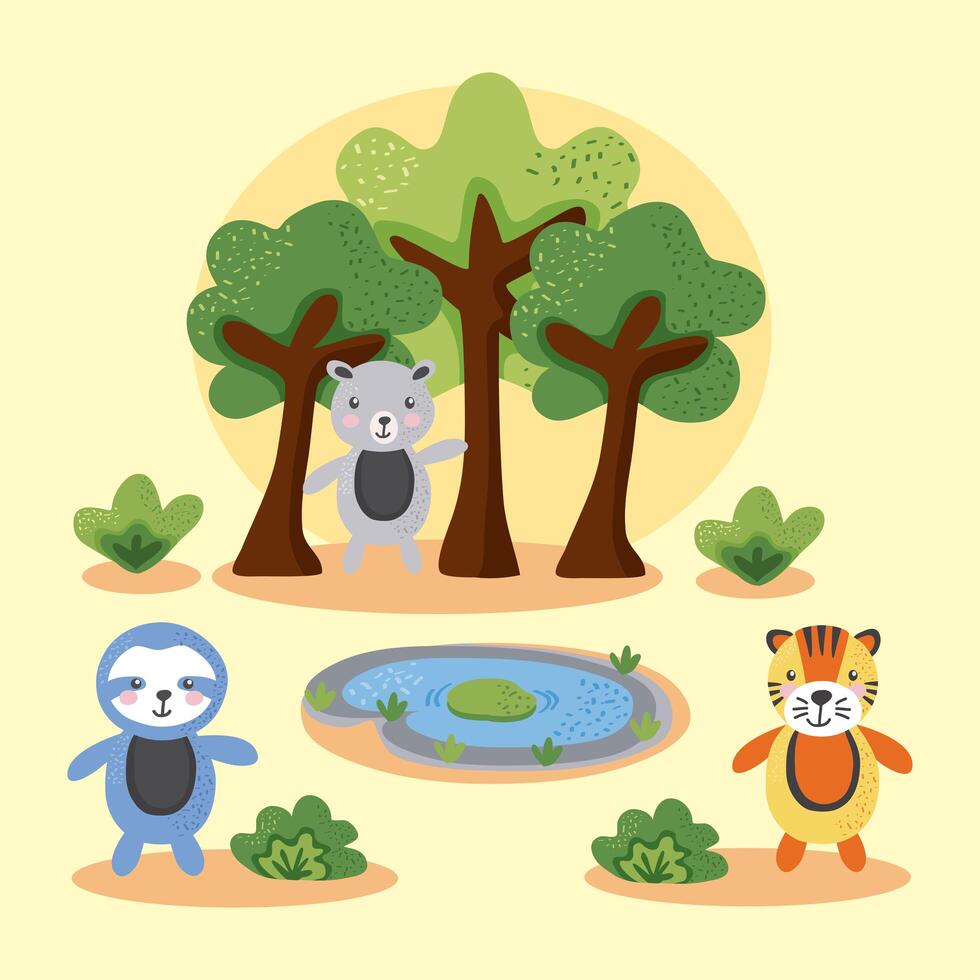 animals in the habitat vector