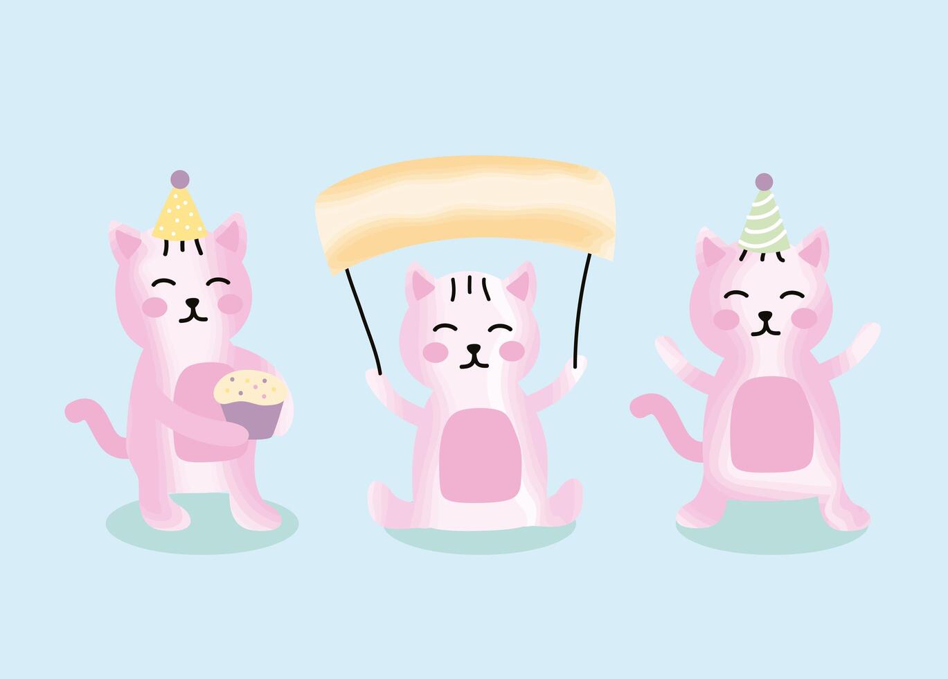 cats birthday celebration vector