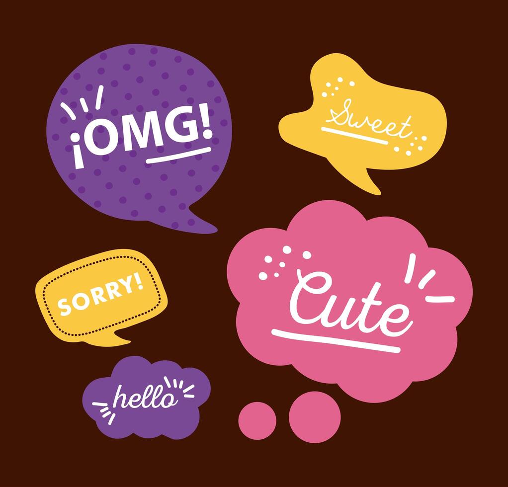 text balloons five vector