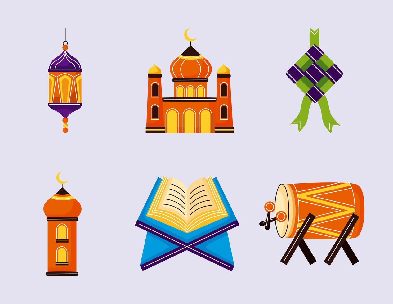 eid mubarak icons vector