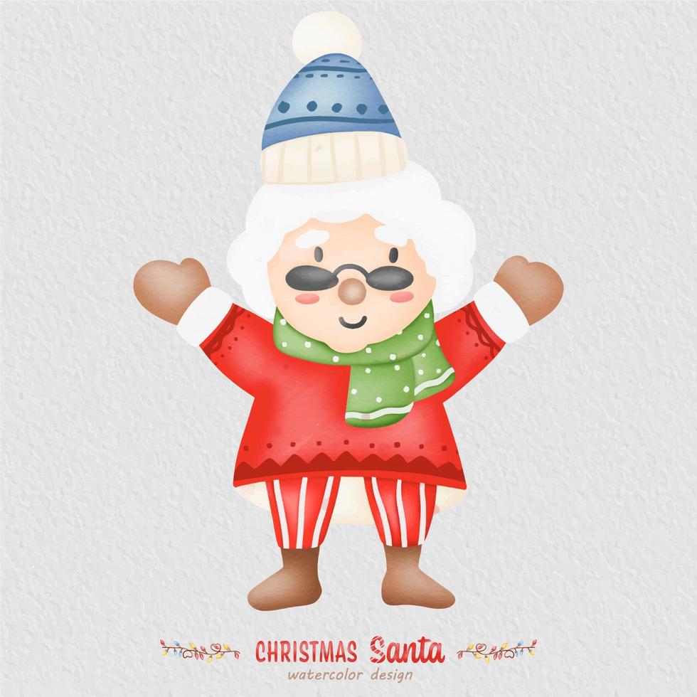 Christmas Santa claus watercolor illustration, with a paper background. For design, prints, fabric, or background. Christmas element vector. vector