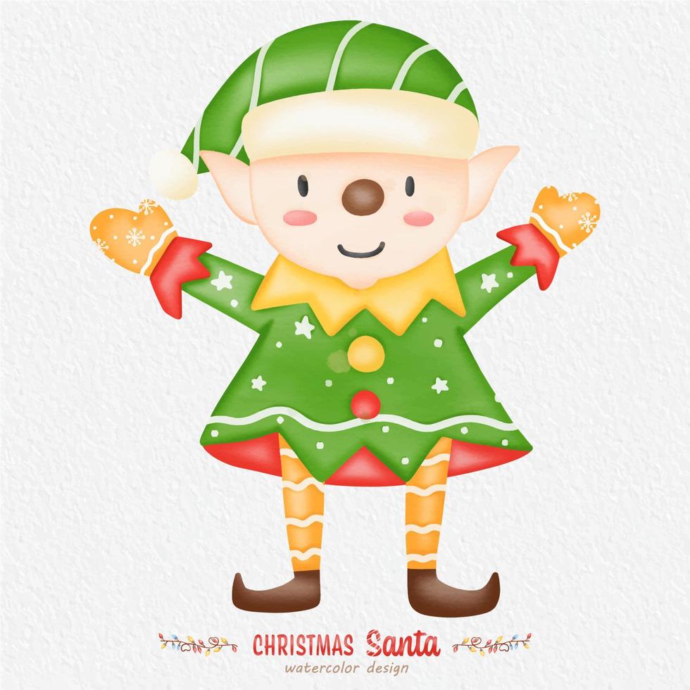 Christmas Santa claus watercolor illustration, with a paper background. For design, prints, fabric, or background. Christmas element vector. vector