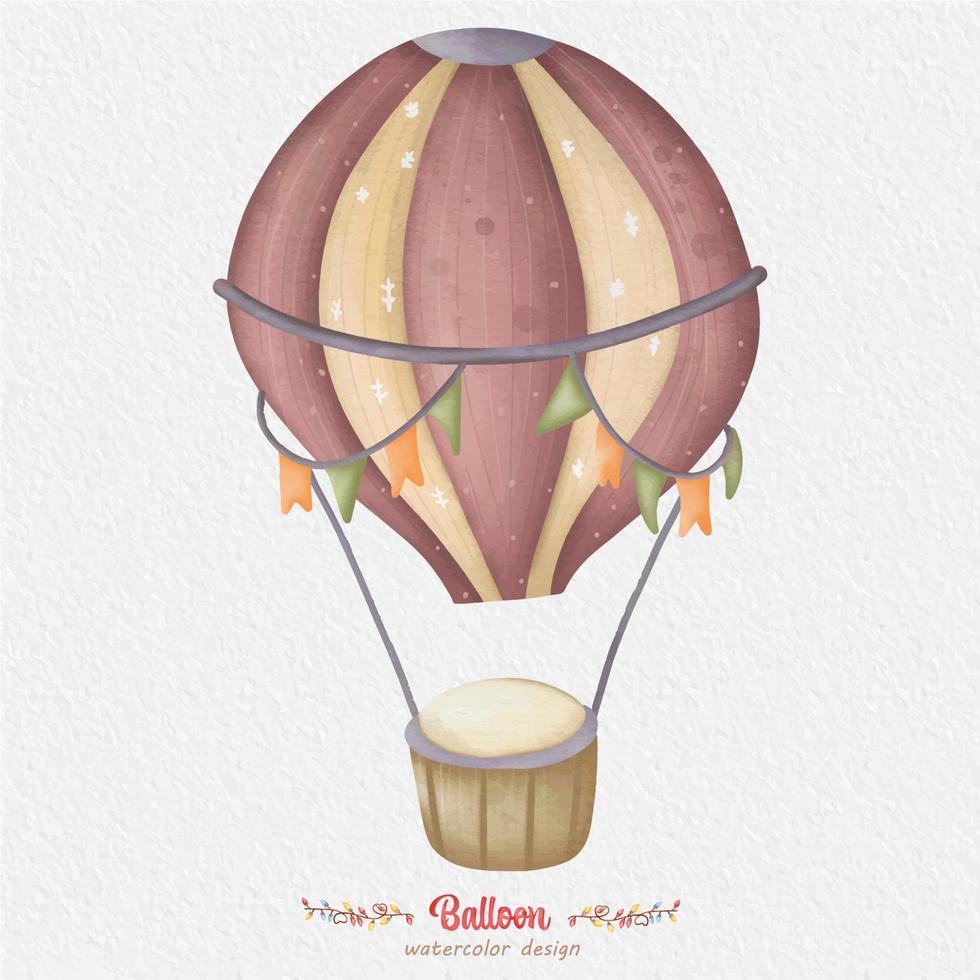 balloon watercolor illustration, with paper background. For design, prints, fabric or background vector