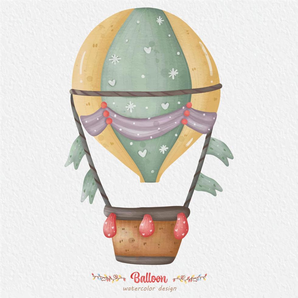 balloon watercolor illustration, with paper background. For design, prints, fabric or background vector