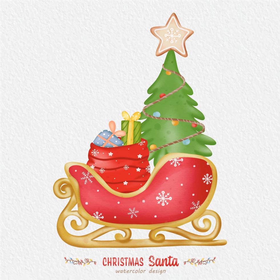Christmas decoration watercolor vector