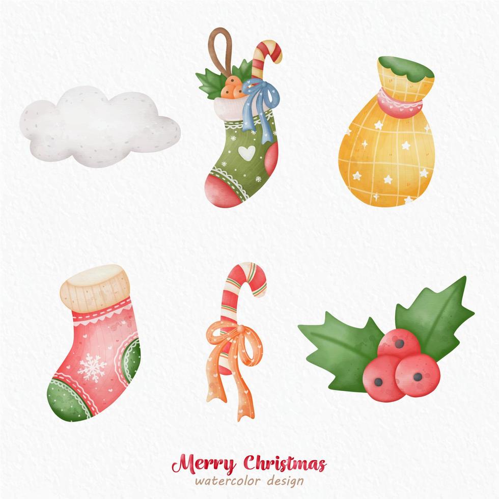 Christmas decoration watercolor vector