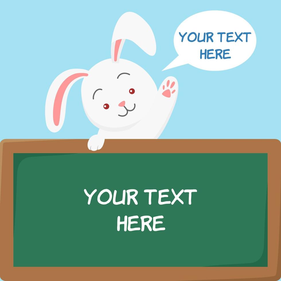 Cute Cartoon Rabbit Bunny With Board vector