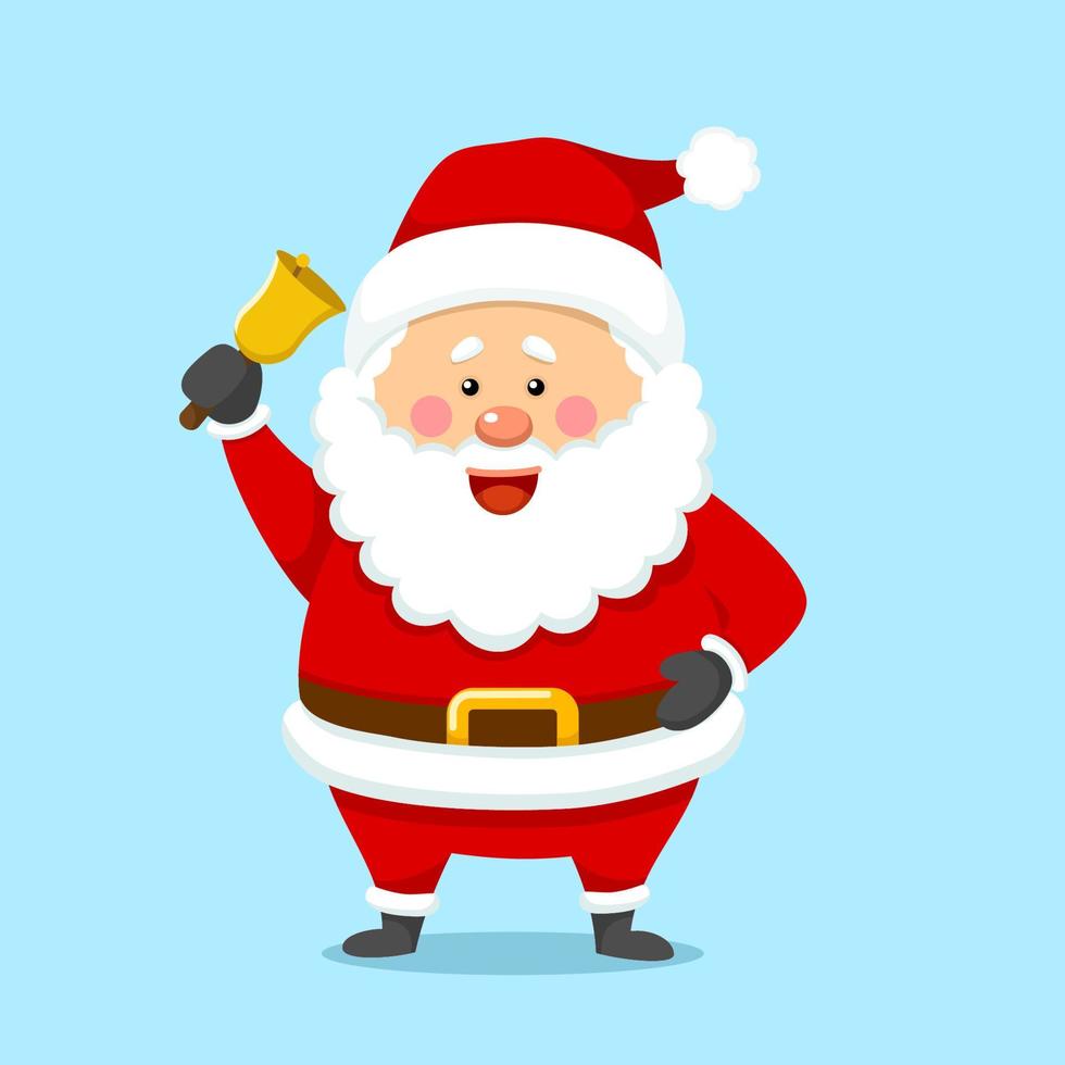 Cute Christmas Santa Claus Holding Bell vector