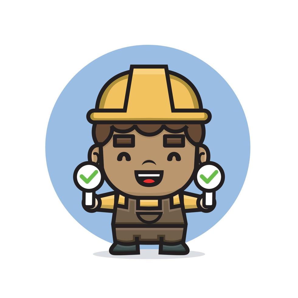 constructor de personajes lindos con letrero vector