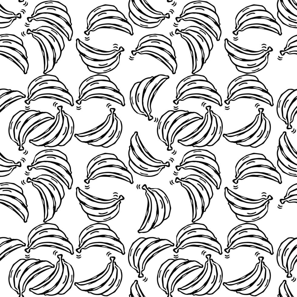 Seamless banana vector pattern. Doodle vector with banana icons on white background. Vintage banana pattern, sweet elements background for your project, menu, cafe shop.