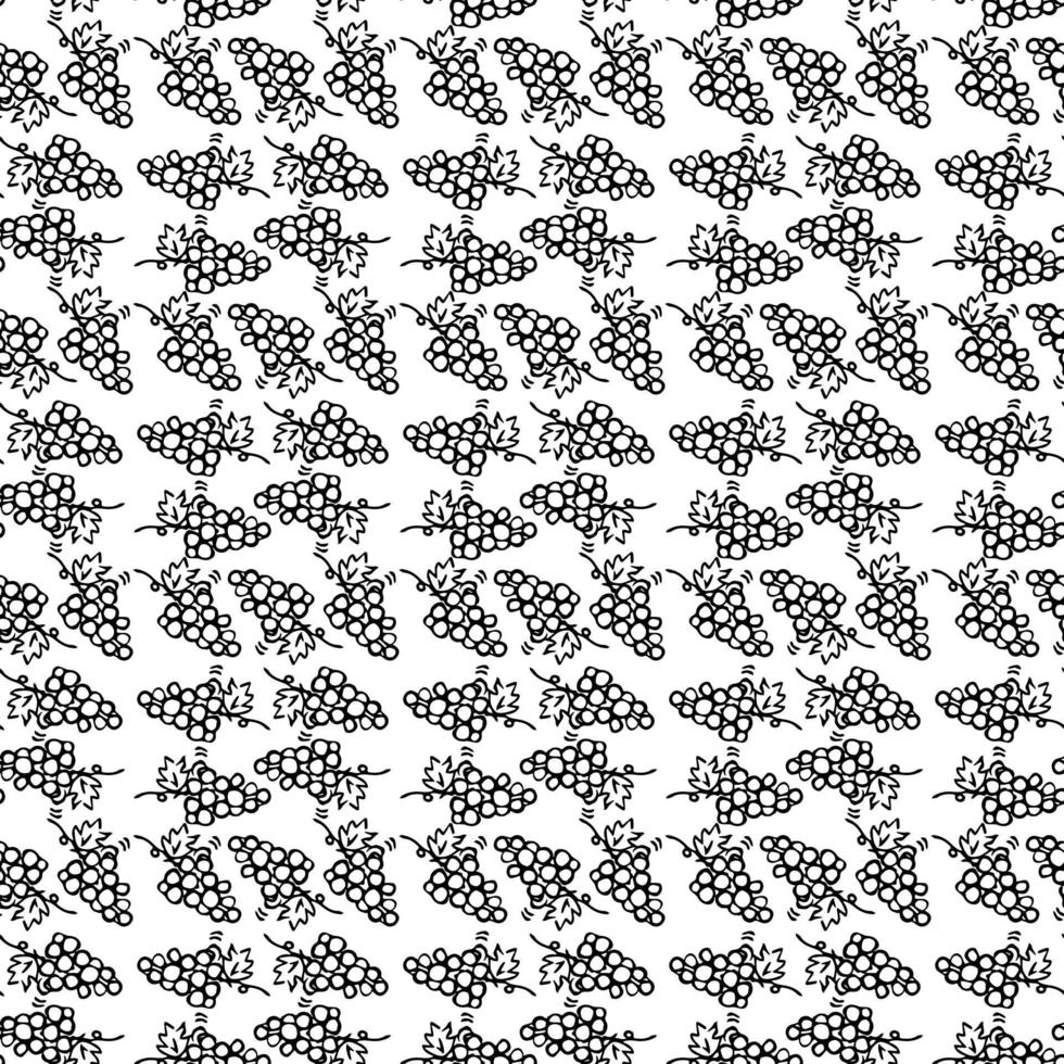 Seamless grape vector pattern. Doodle vector with grapes icons on whitebackground. Vintage grapes pattern, sweet elements background for your project, menu, cafe shop.