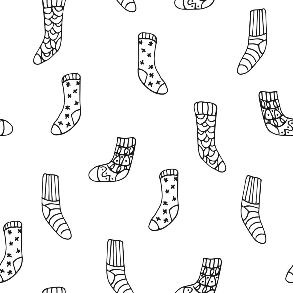 seamless pattern with cute hygge socks on white background vector