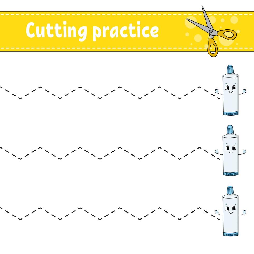 Cutting practice for kids. Education developing worksheet. Activity ...