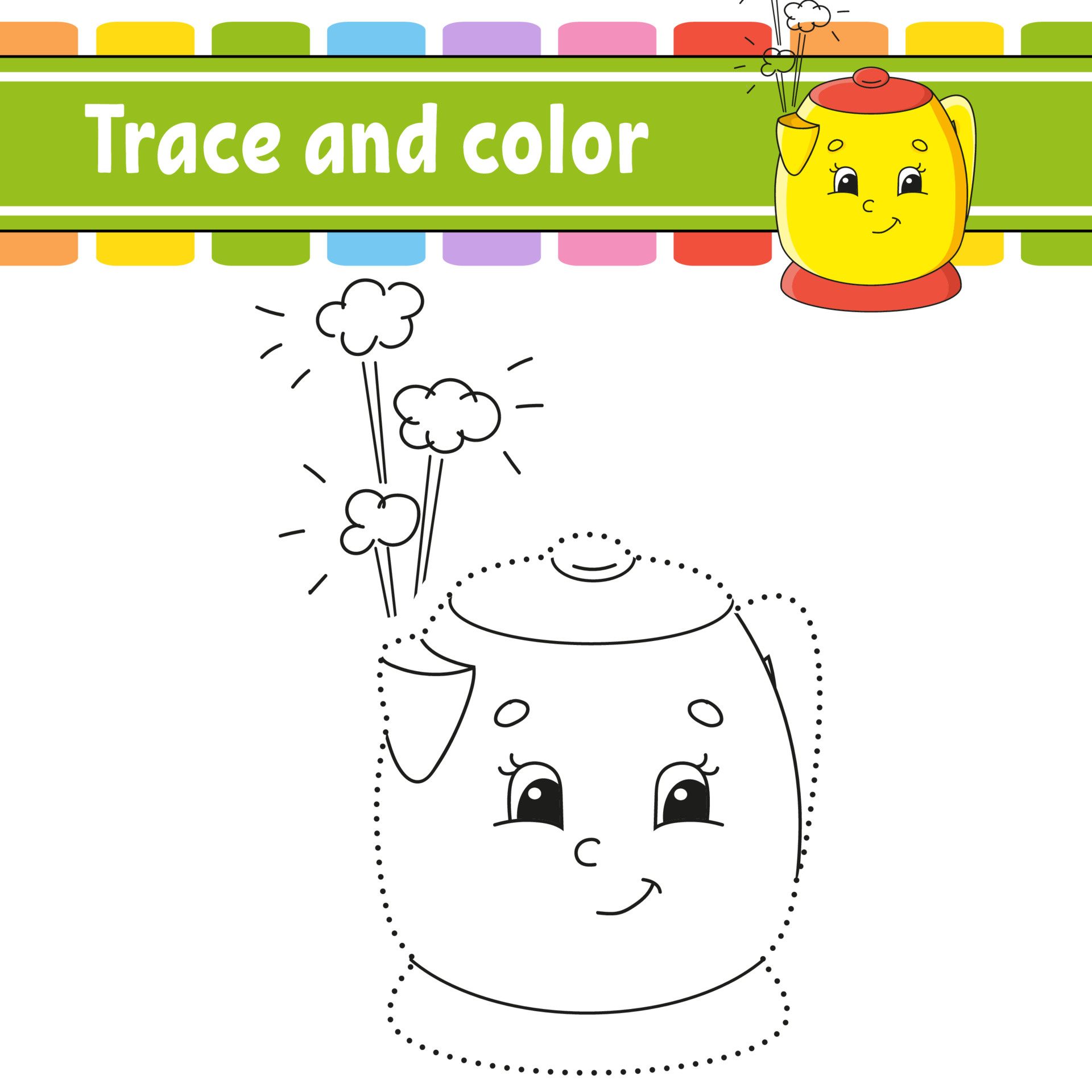 Trace and color. Coloring page for kids. Handwriting practice ...