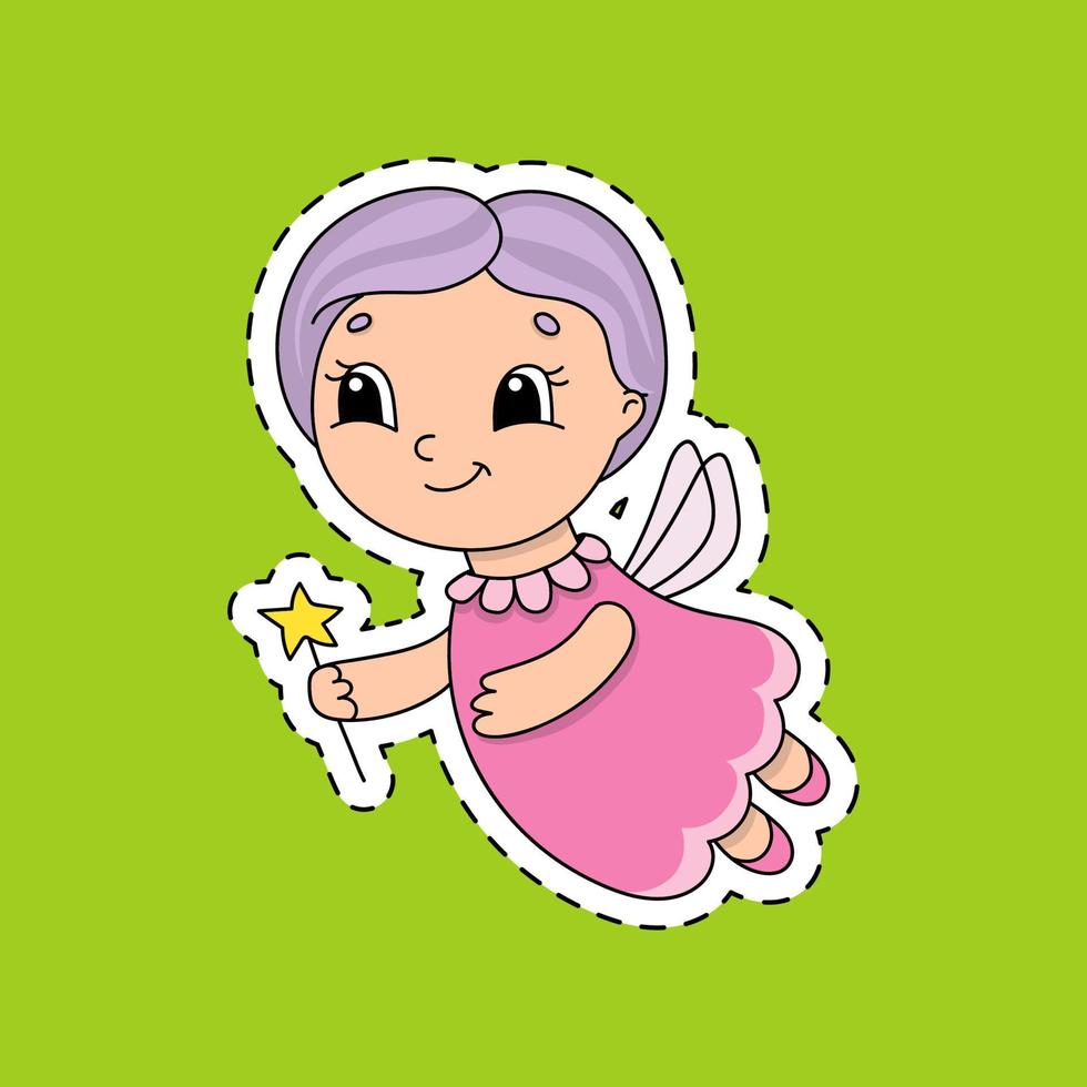 Sticker with a cute character. Colorful vector illustration. Isolated on color background. Template for your design, books, stickers, posters, cards, clothes. Cartoon style.