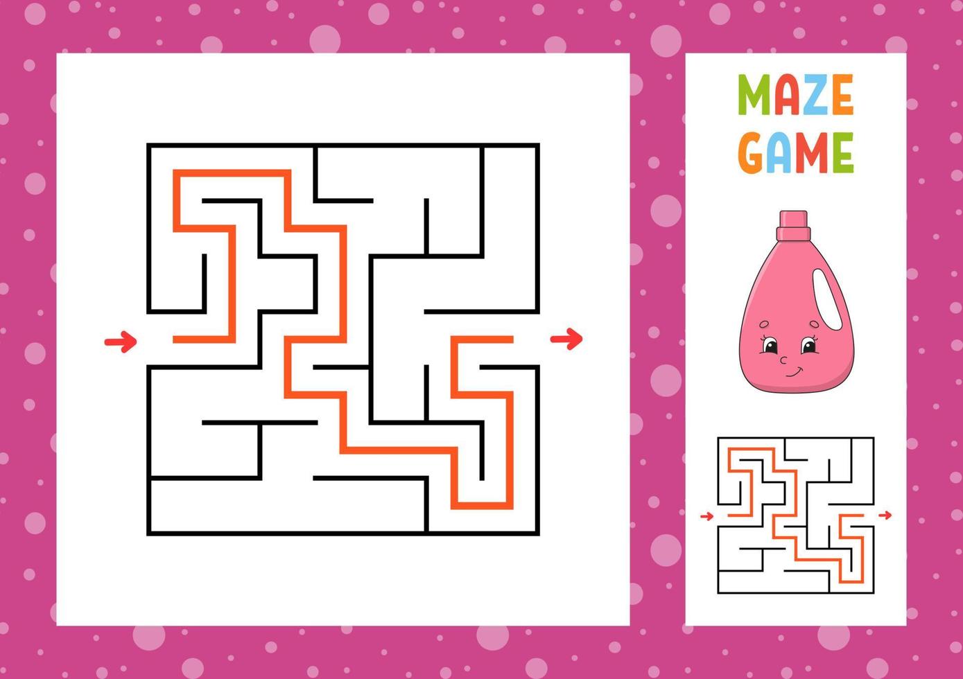 Maze. Game for kids. Funny labyrinth. Education developing worksheet. Activity page. Puzzle for children. Cute cartoon style. Riddle for preschool. Logical conundrum. Color vector illustration.
