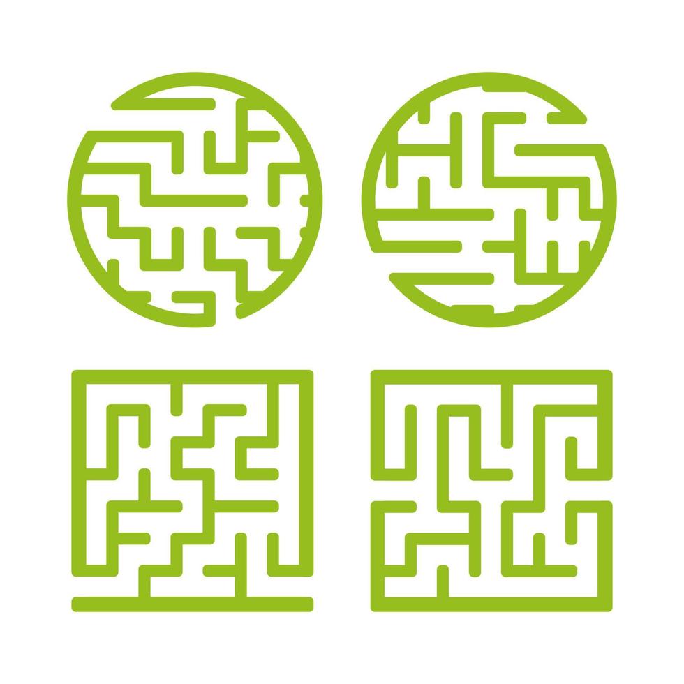 A set of mazes. Game for kids. Puzzle for children. Labyrinth conundrum. Find the right path. Vector illustration.