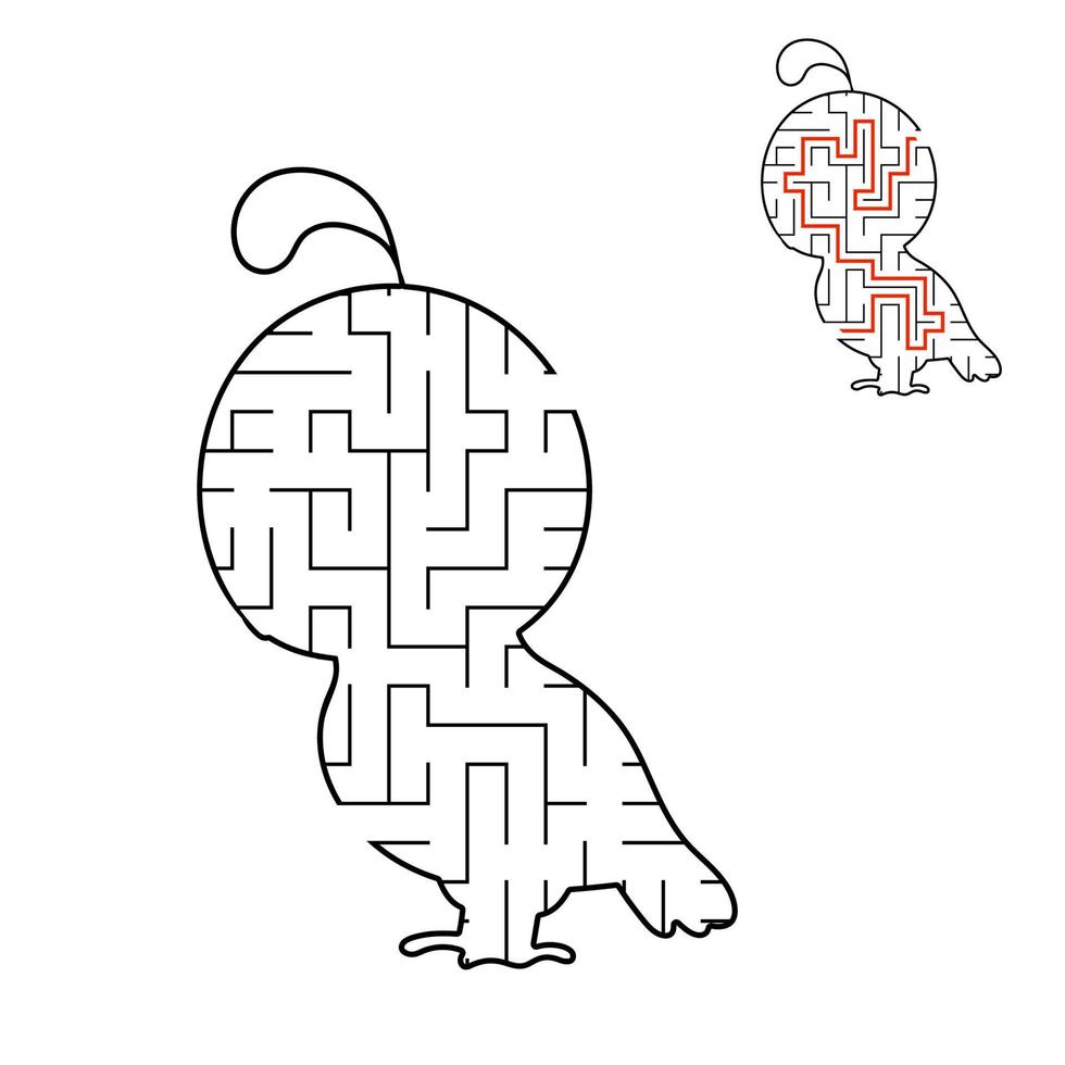 Abstract maze. Game for kids. Puzzle for children. Labyrinth conundrum. Black vector illustration. Find the right path. The development of logical thinking. Education worksheet. With answer.