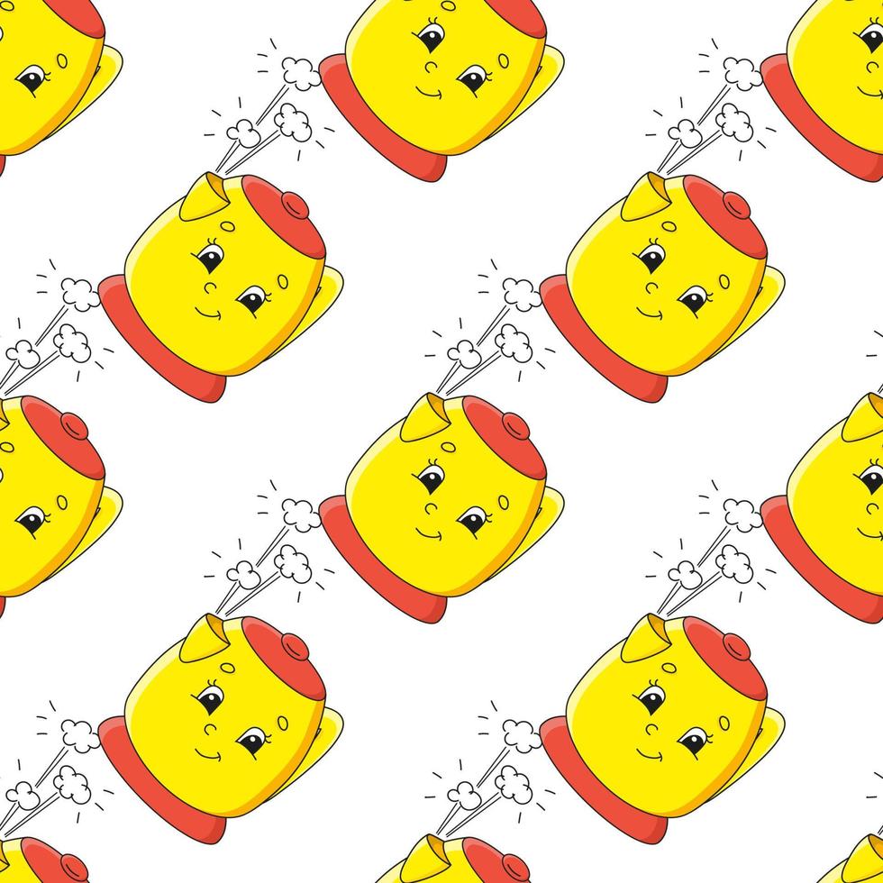 Colored seamless pattern with cute cartoon character. Simple flat vector illustration isolated on white background. Design wallpaper, fabric, wrapping paper, covers, websites.