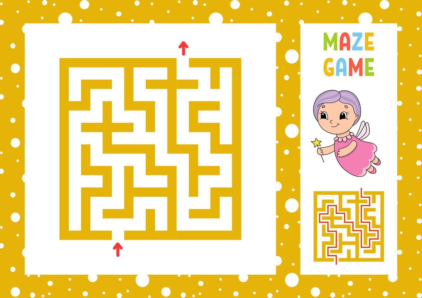 Maze. Game for kids. Funny labyrinth. Education developing worksheet. Activity page. Puzzle for children. Cute cartoon style. Riddle for preschool. Logical conundrum. Color vector illustration.
