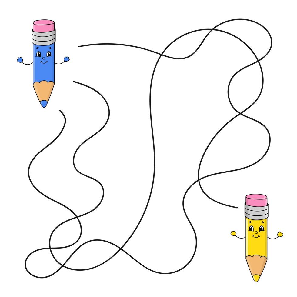 Maze. Game for kids. Funny labyrinth. Education developing worksheet. Activity page. Puzzle for children. Cute cartoon style. Riddle for preschool. Logical conundrum. Color vector illustration.