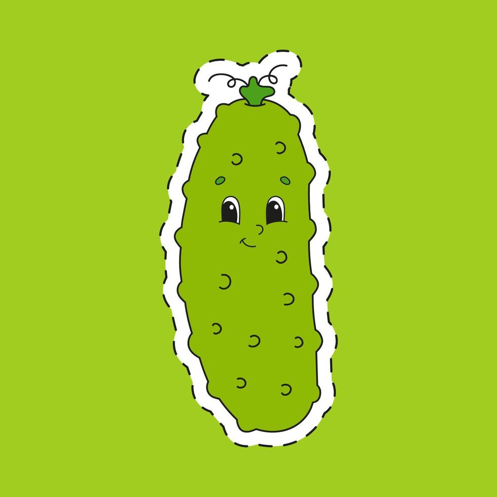 pepino. lindo personaje. ilustración vectorial colorida. estilo de dibujos animados. aislado sobre fondo de color. elemento de diseño. plantilla para su diseño, libros, pegatinas, tarjetas, carteles, ropa. vector