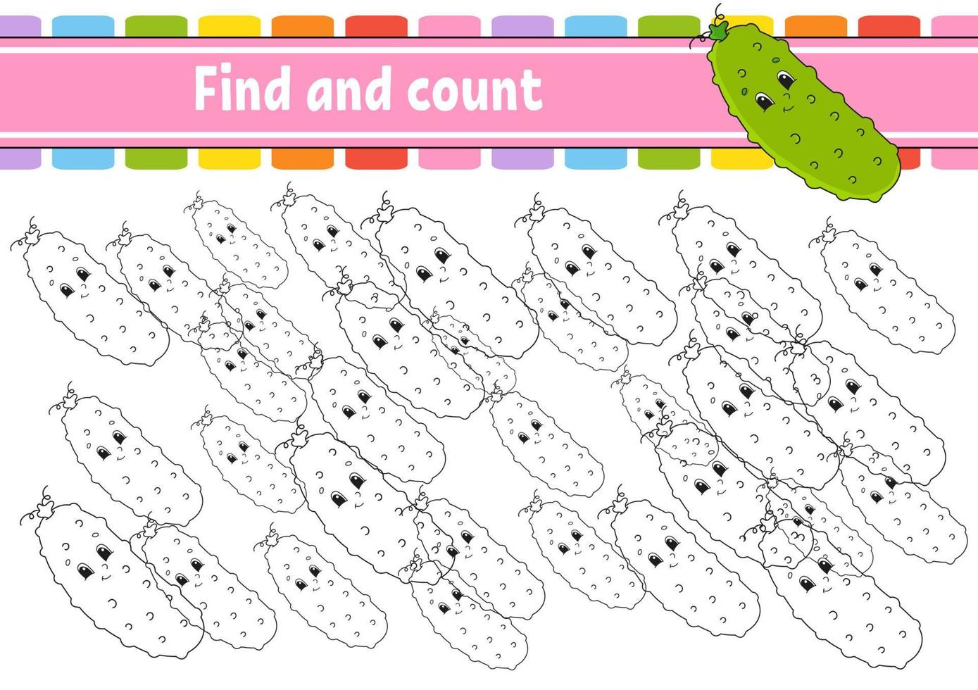 Find and count. Education developing worksheet. Activity page with pictures. Puzzle game for children. Logical thinking training. Isolated vector illustration. Funny character. Cartoon style.