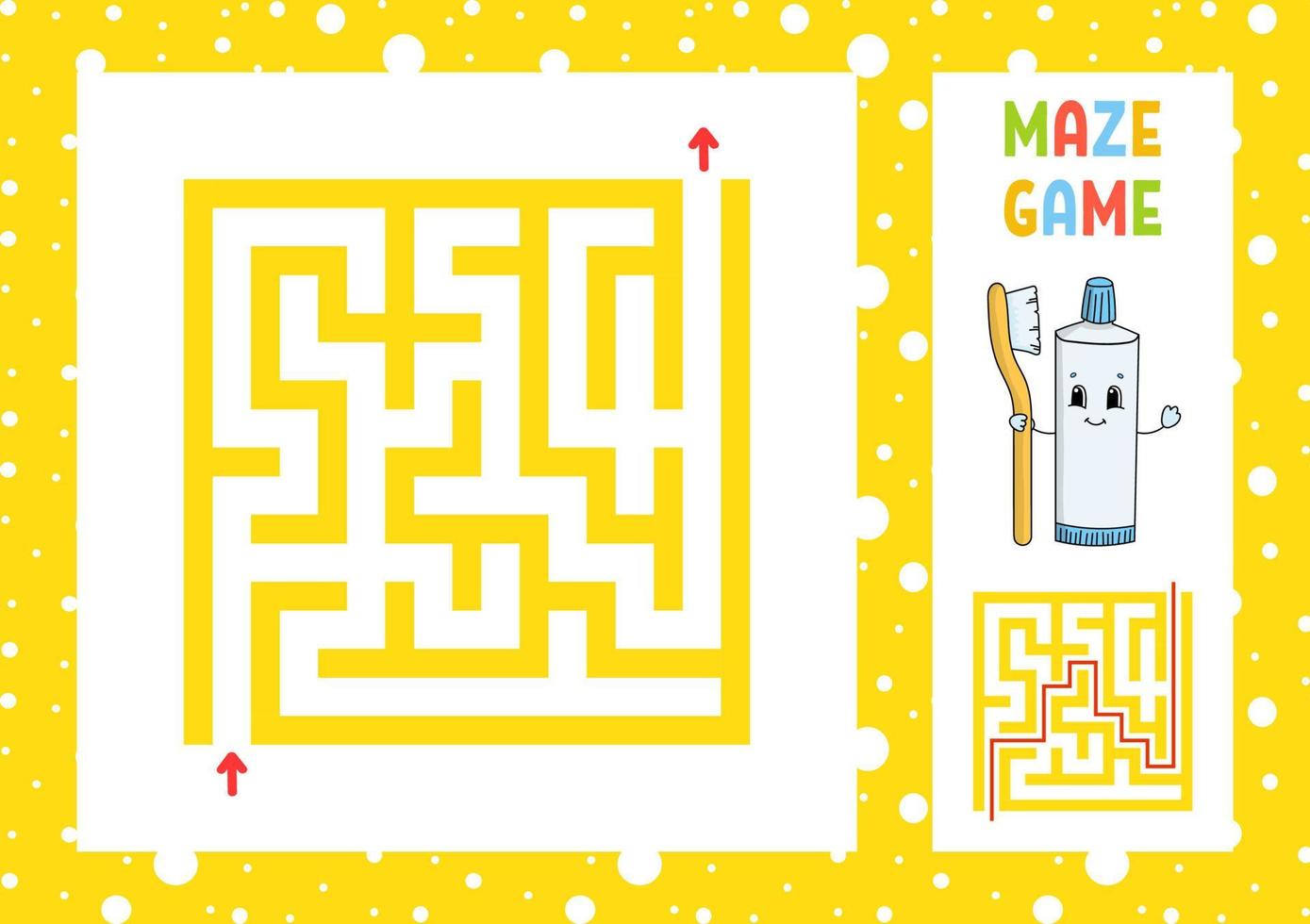 Maze. Game for kids. Funny labyrinth. Education developing worksheet. Activity page. Puzzle for children. Cute cartoon style. Riddle for preschool. Logical conundrum. Color vector illustration.