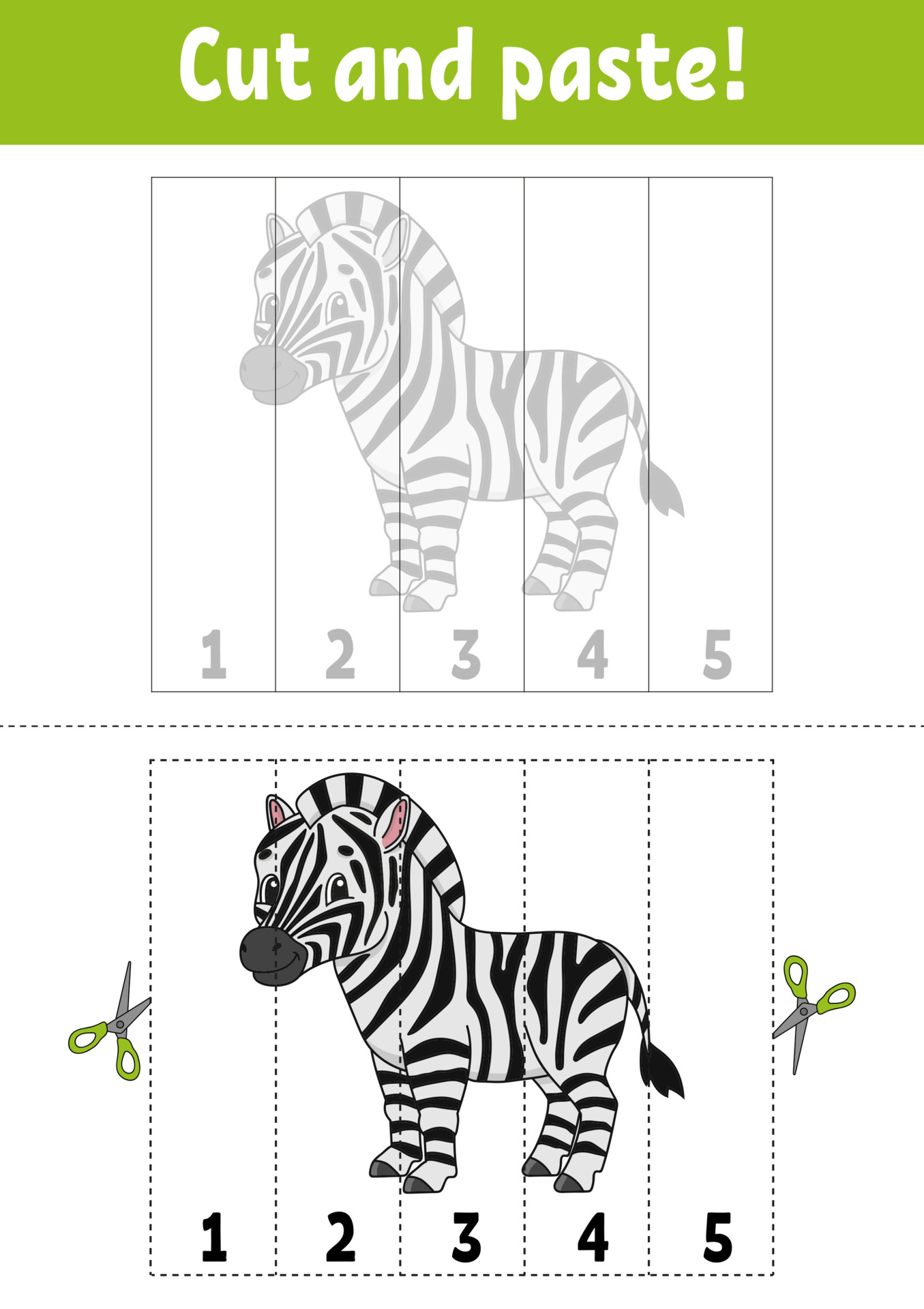 learning numbers cut and play education developing worksheet game for kids activity page puzzle for children riddle for preschool flat isolated vector illustration cute cartoon style 3663808 vector art at vecteezy