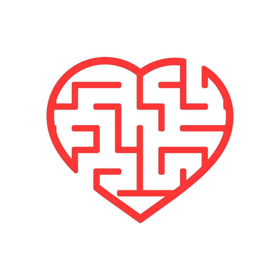 Color labyrinth heart. Game for kids and adult. Puzzle for children. Maze conundrum. Valentine's Day. Flat vector illustration.