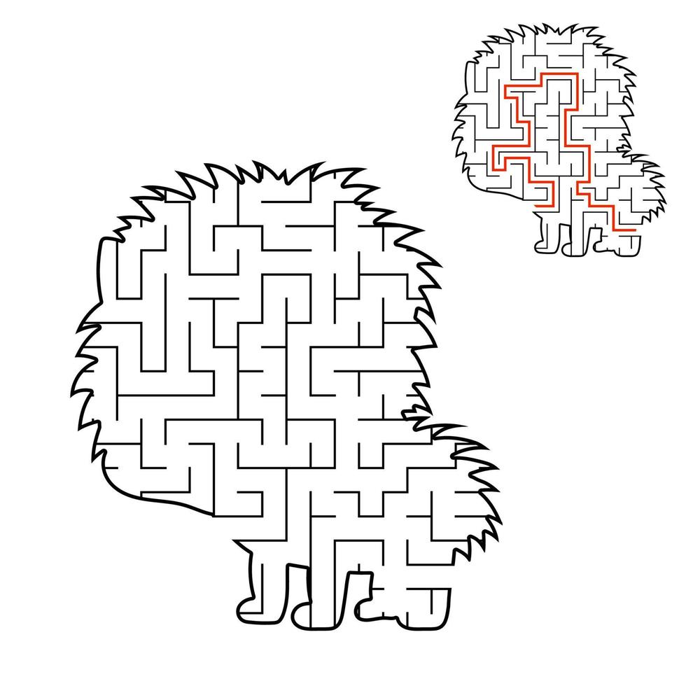 Abstract maze. Game for kids. Puzzle for children. Labyrinth conundrum. Black vector illustration. Find the right path. The development of logical thinking. Education worksheet. With answer.