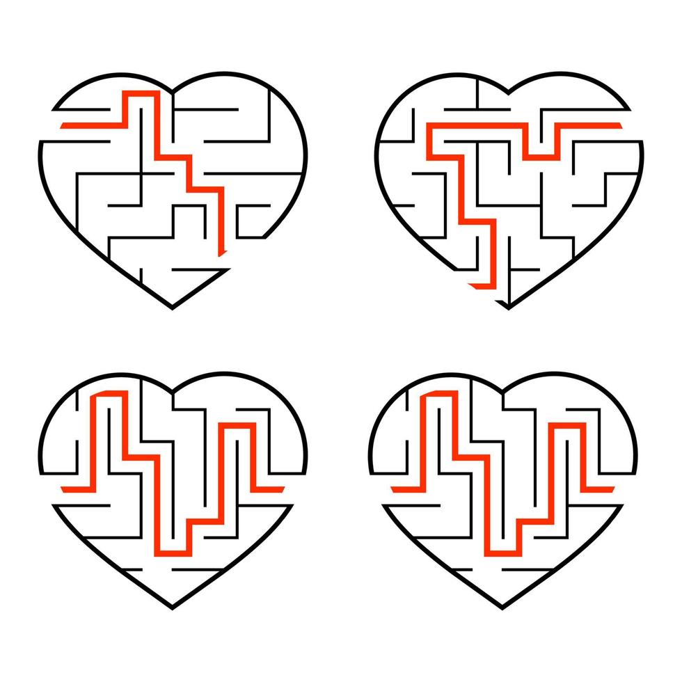 A set of mazes. Game for kids. Puzzle for children. Labyrinth conundrum. Find the right path. Vector illustration.