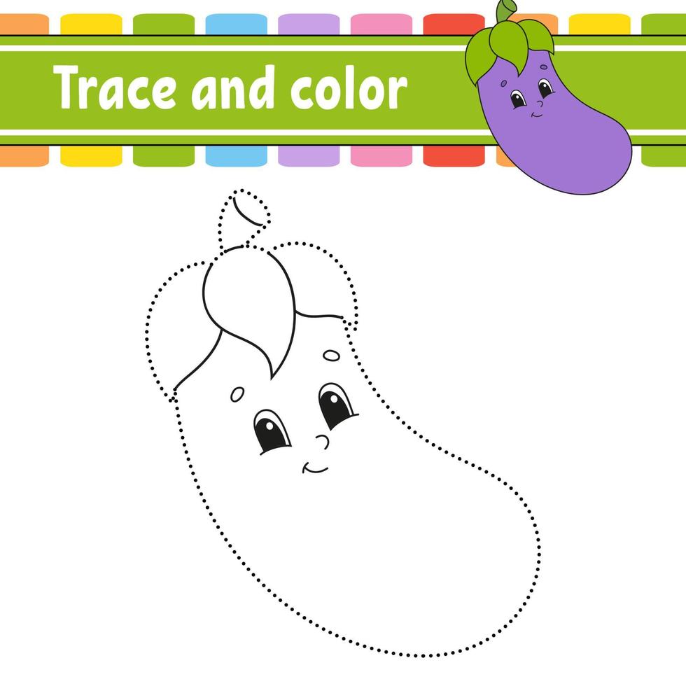 trazo y color. práctica de escritura a mano. hoja de trabajo de desarrollo educativo. página de actividad. juego para niños pequeños y preescolares. ilustración vectorial aislada. estilo de dibujos animados. vector