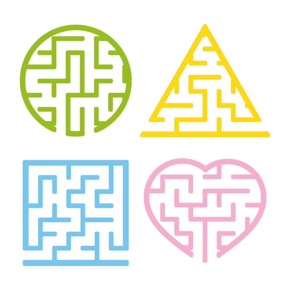 A set of mazes. Game for kids. Puzzle for children. Labyrinth conundrum. Find the right path. Vector illustration.