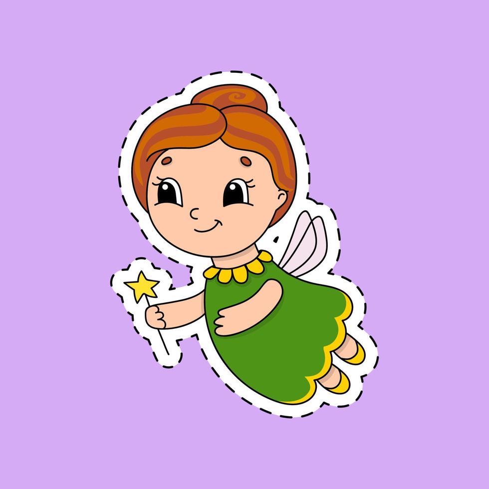 Sticker with a cute character. Colorful vector illustration. Isolated on color background. Template for your design, books, stickers, posters, cards, clothes. Cartoon style.