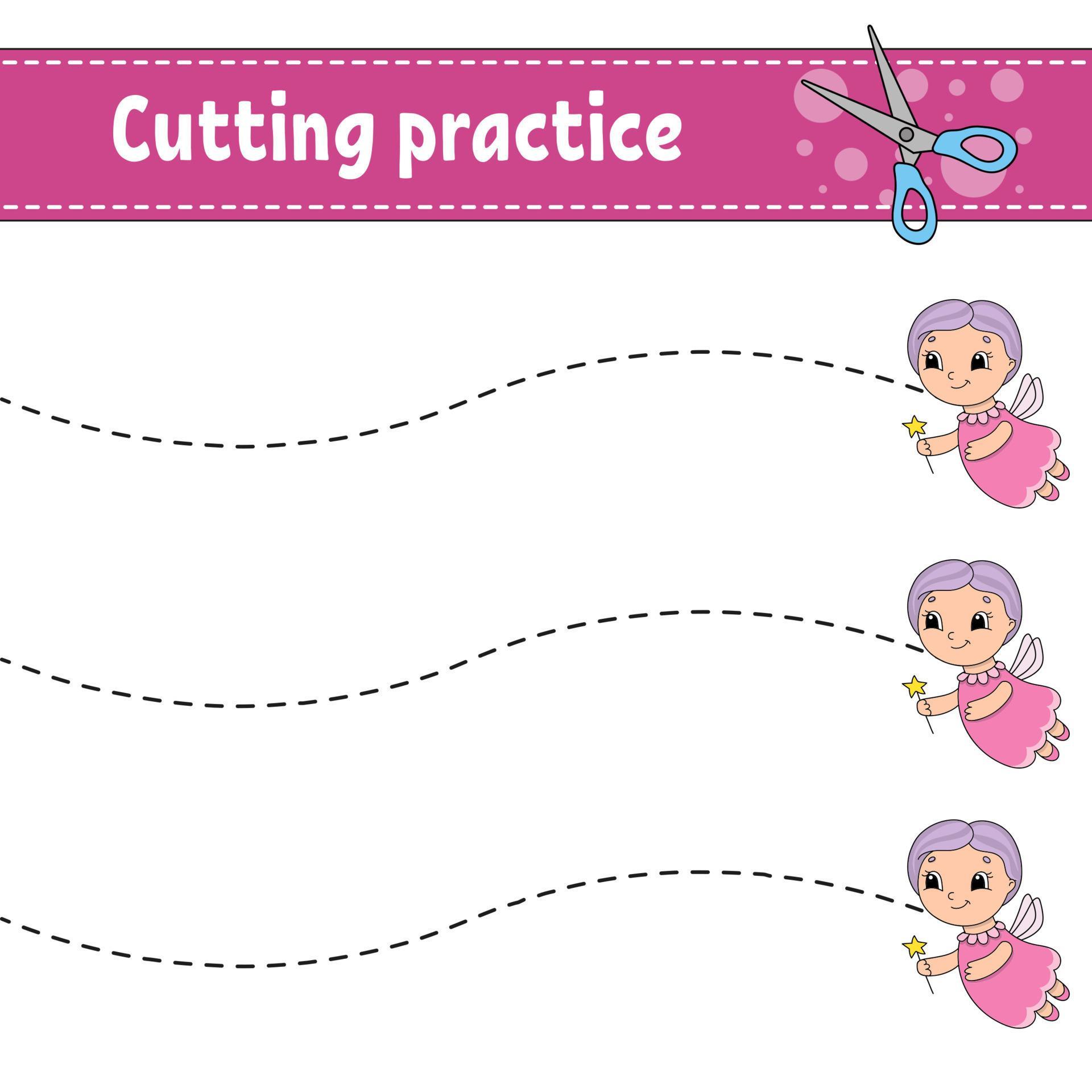 Cutting practice for kids. Education developing worksheet. Activity