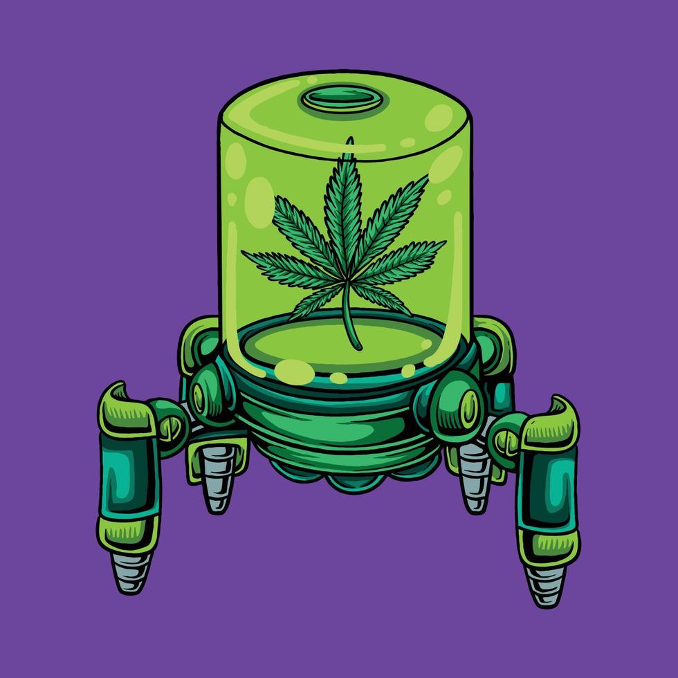 dibujos animados de robot de cannabis de limo verde vector