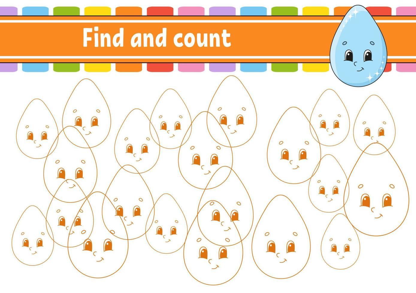 Find and count. Education developing worksheet. Activity page with pictures. Puzzle game for children. Logical thinking training. Isolated vector illustration. Funny character. Cartoon style.