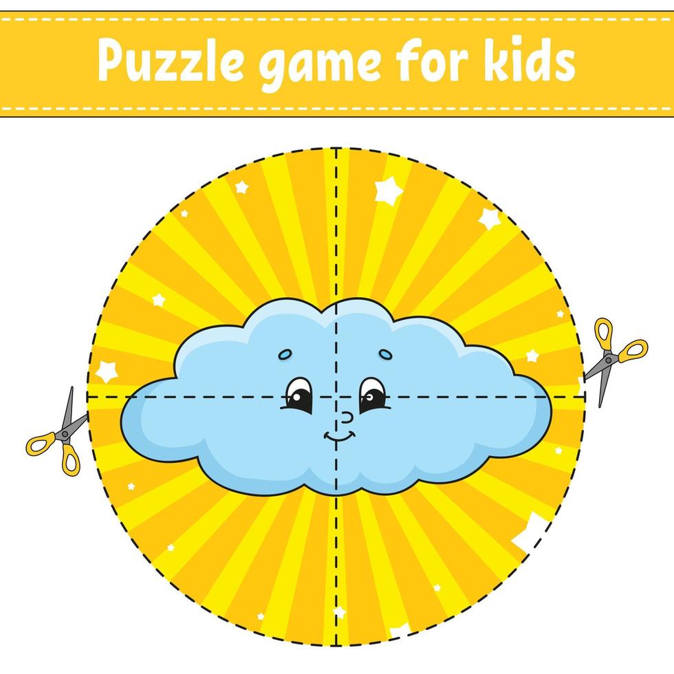 Puzzle game for kids . Education developing worksheet. Learning game for children. Activity page. For toddler. Riddle for preschool. Simple flat isolated vector illustration in cute cartoon style.