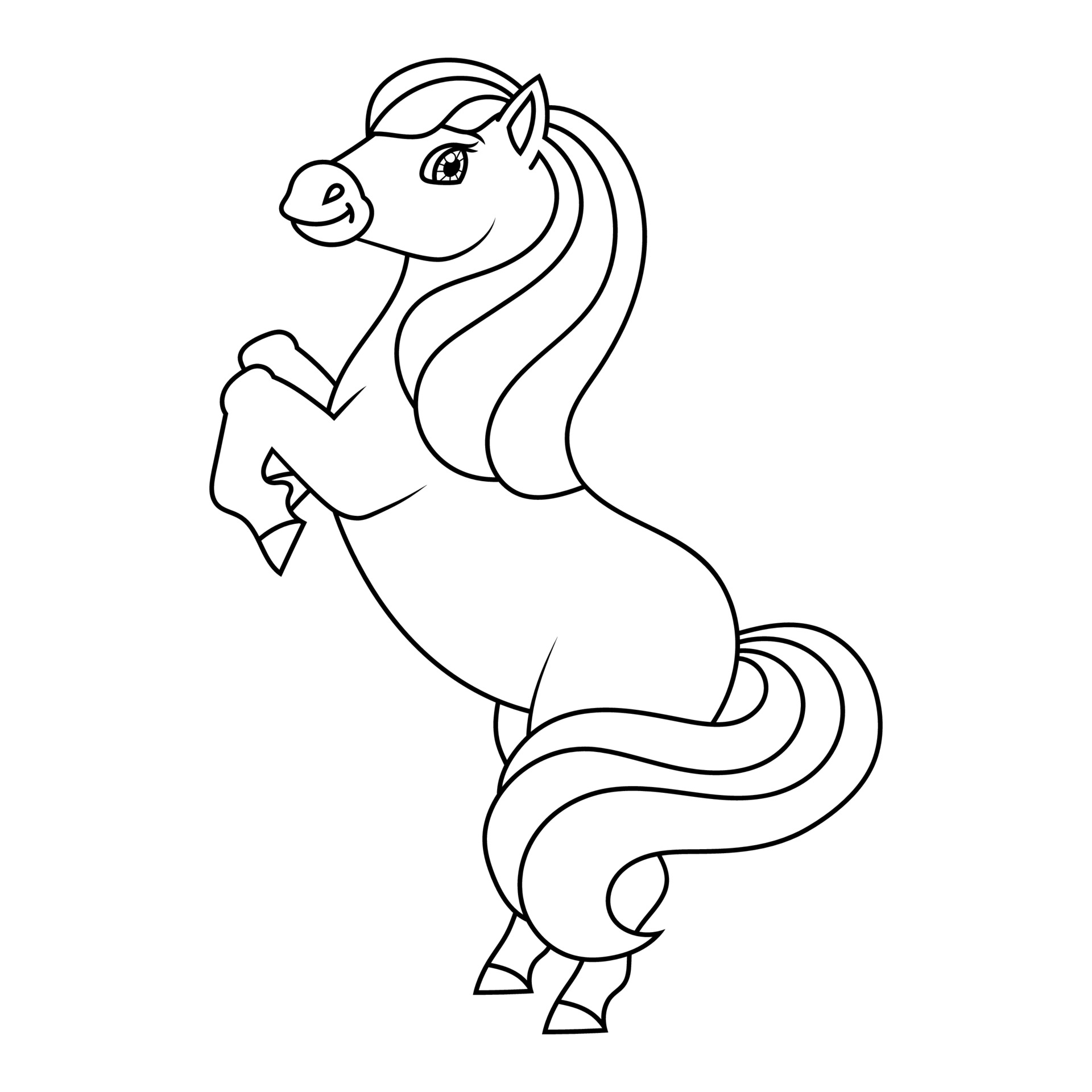 Cute horse. Farm animal. Coloring book page for kids. Cartoon ...