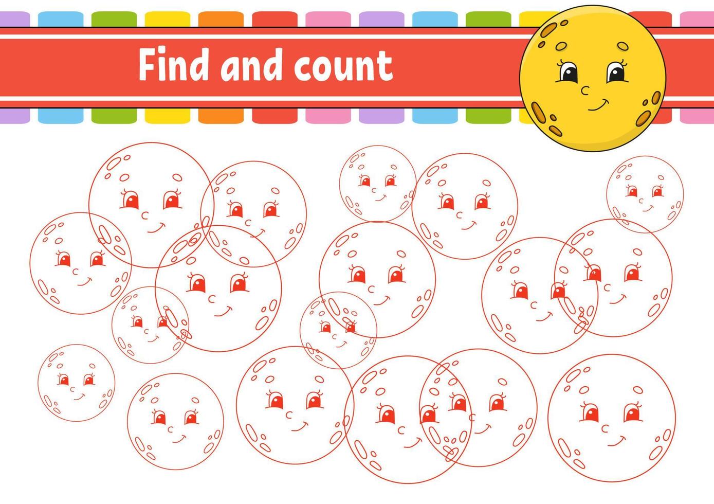 Find and count. Education developing worksheet. Activity page with pictures. Puzzle game for children. Logical thinking training. Isolated vector illustration. Funny character. Cartoon style.