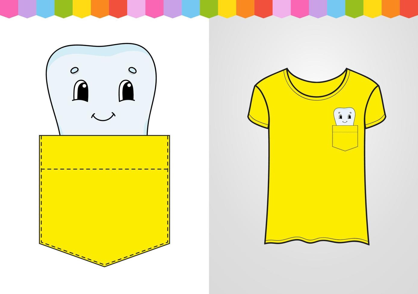 Cute character in shirt pocket. Cute character. Colorful vector illustration. Cartoon style. Isolated on white background. Design element. Template for your shirts, books, stickers, cards, posters.