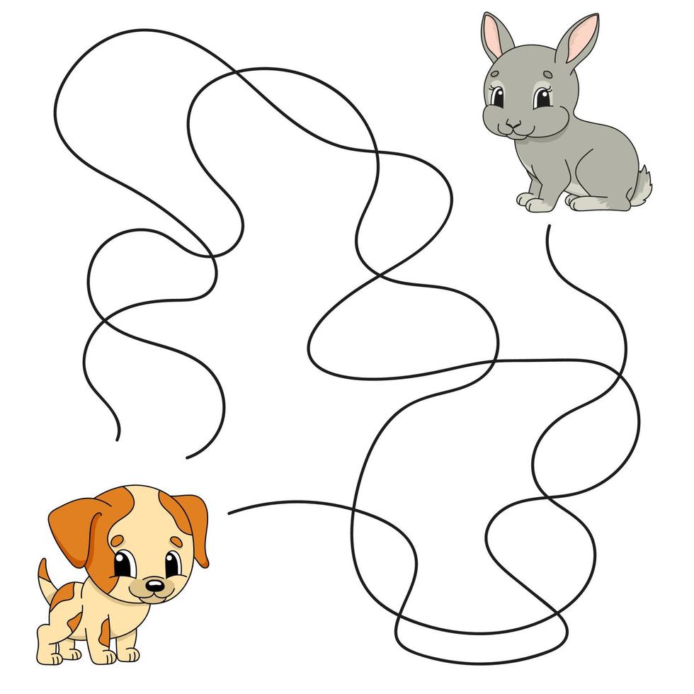 Maze. Game for kids. Funny labyrinth. Education developing worksheet. Activity page. Puzzle for children. Cute cartoon style. Riddle for preschool. Logical conundrum. Color vector illustration.