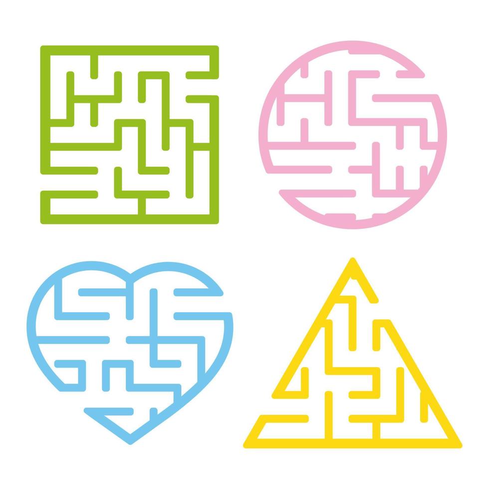 A set of mazes. Game for kids. Puzzle for children. Labyrinth conundrum. Find the right path. Vector illustration.