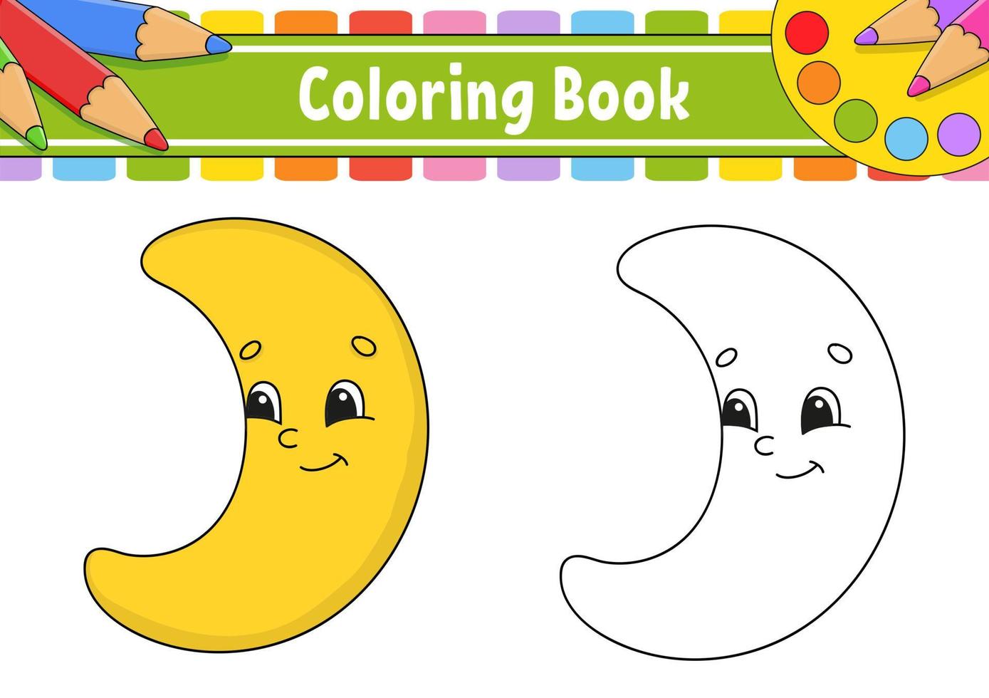 Coloring book for kids. Cheerful character. Vector illustration. Cute cartoon style. Fantasy page for children. Black contour silhouette. Isolated on white background.