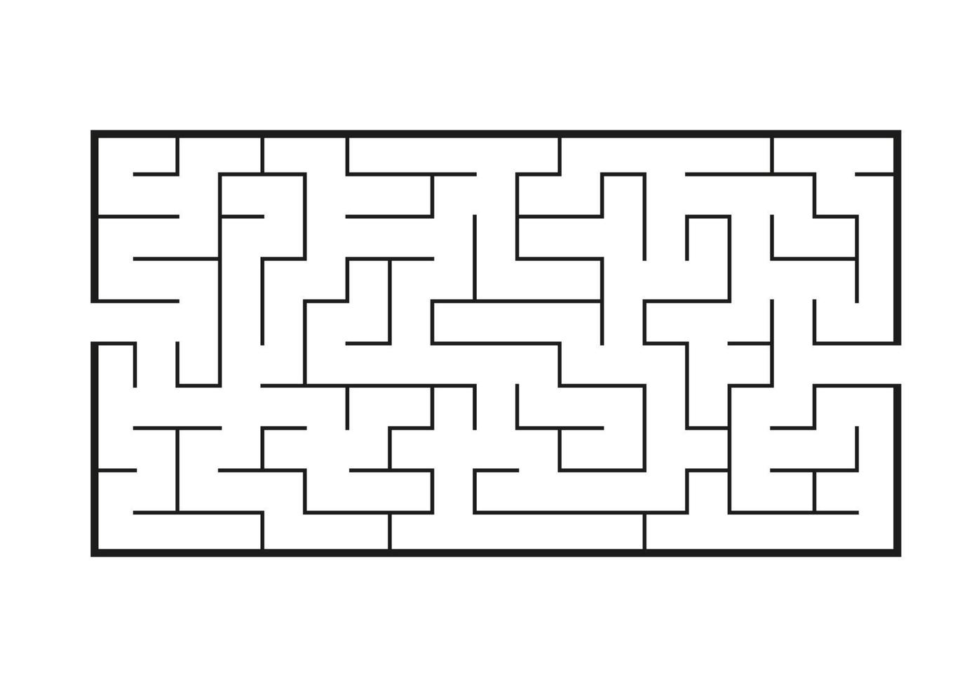 Black rectangular labyrinth. Game for kids. Puzzle for children. Maze conundrum. Flat vector illustration isolated on white background.